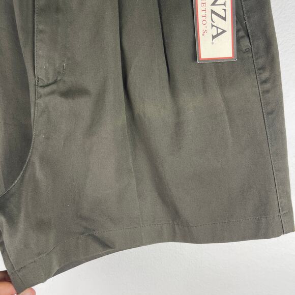 Vintage 90s Cenza Olive green Pleated Trouser Shorts Utility Women's 12 Fits 8 - Picture 6 of 11